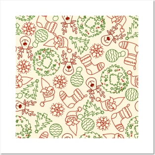 Christmas icons seamless pattern Posters and Art